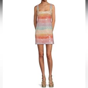 NWT Gianni Bini x DANNIJO Twiggy Ombre Sequin Square Neck Sleeveless Mini Dress